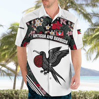 Antigua and Barbuda Hummingbird Hawaiian Shirt with Tribal Bird and Tropical Floral Design with Island Flag - Wonder Print Shop