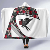 Antigua and Barbuda Hummingbird Hooded Blanket with Tribal Bird and Tropical Floral Design with Island Flag - Wonder Print Shop