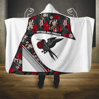 Antigua and Barbuda Hummingbird Hooded Blanket with Tribal Bird and Tropical Floral Design with Island Flag - Wonder Print Shop