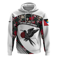 Antigua and Barbuda Hummingbird Hoodie with Tribal Bird and Tropical Floral Design with Island Flag - Wonder Print Shop
