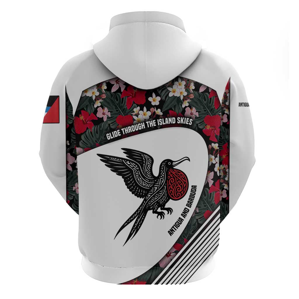 Antigua and Barbuda Hummingbird Hoodie with Tribal Bird and Tropical Floral Design with Island Flag - Wonder Print Shop
