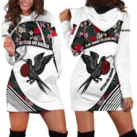 Antigua and Barbuda Hummingbird Hoodie Dress with Tribal Bird and Tropical Floral Design with Island Flag - Wonder Print Shop