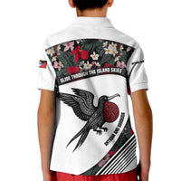 Antigua and Barbuda Hummingbird Kid Polo Shirt with Tribal Bird and Tropical Floral Design with Island Flag - Wonder Print Shop