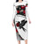 Antigua and Barbuda Hummingbird Long Sleeve Bodycon Dress with Tribal Bird and Tropical Floral Design with Island Flag - Wonder Print Shop