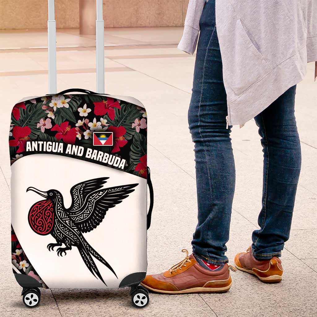 Antigua and Barbuda Hummingbird Luggage Cover with Tribal Bird and Tropical Floral Design with Island Flag - Wonder Print Shop