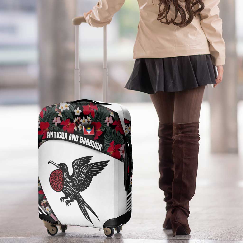 Antigua and Barbuda Hummingbird Luggage Cover with Tribal Bird and Tropical Floral Design with Island Flag - Wonder Print Shop
