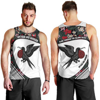 Antigua and Barbuda Hummingbird Men Tank Top with Tribal Bird and Tropical Floral Design with Island Flag - Wonder Print Shop
