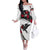Antigua and Barbuda Hummingbird Off The Shoulder Long Sleeve Dress with Tribal Bird and Tropical Floral Design with Island Flag - Wonder Print Shop