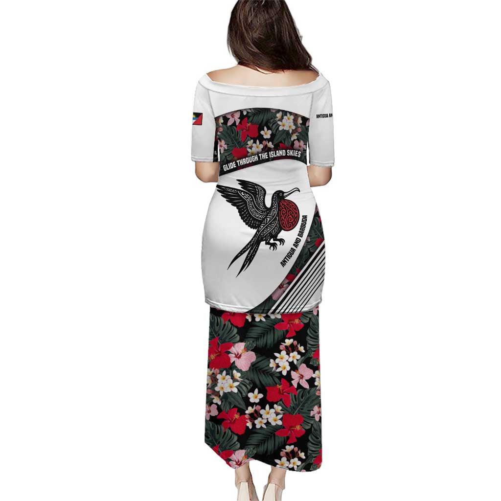 Antigua and Barbuda Hummingbird Puletasi with Tribal Bird and Tropical Floral Design with Island Flag - Wonder Print Shop