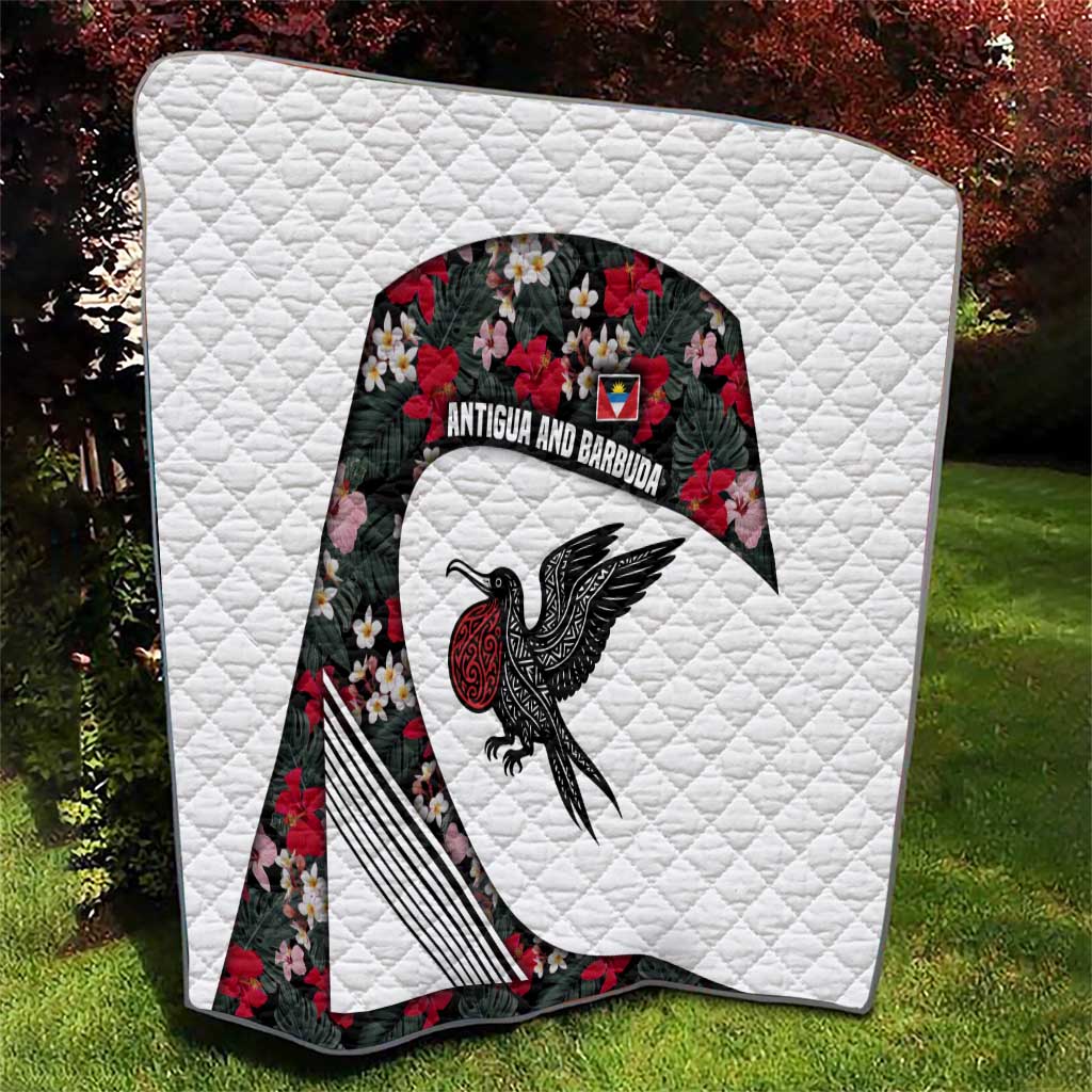 Antigua and Barbuda Hummingbird Quilt with Tribal Bird and Tropical Floral Design with Island Flag - Wonder Print Shop