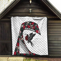 Antigua and Barbuda Hummingbird Quilt with Tribal Bird and Tropical Floral Design with Island Flag - Wonder Print Shop