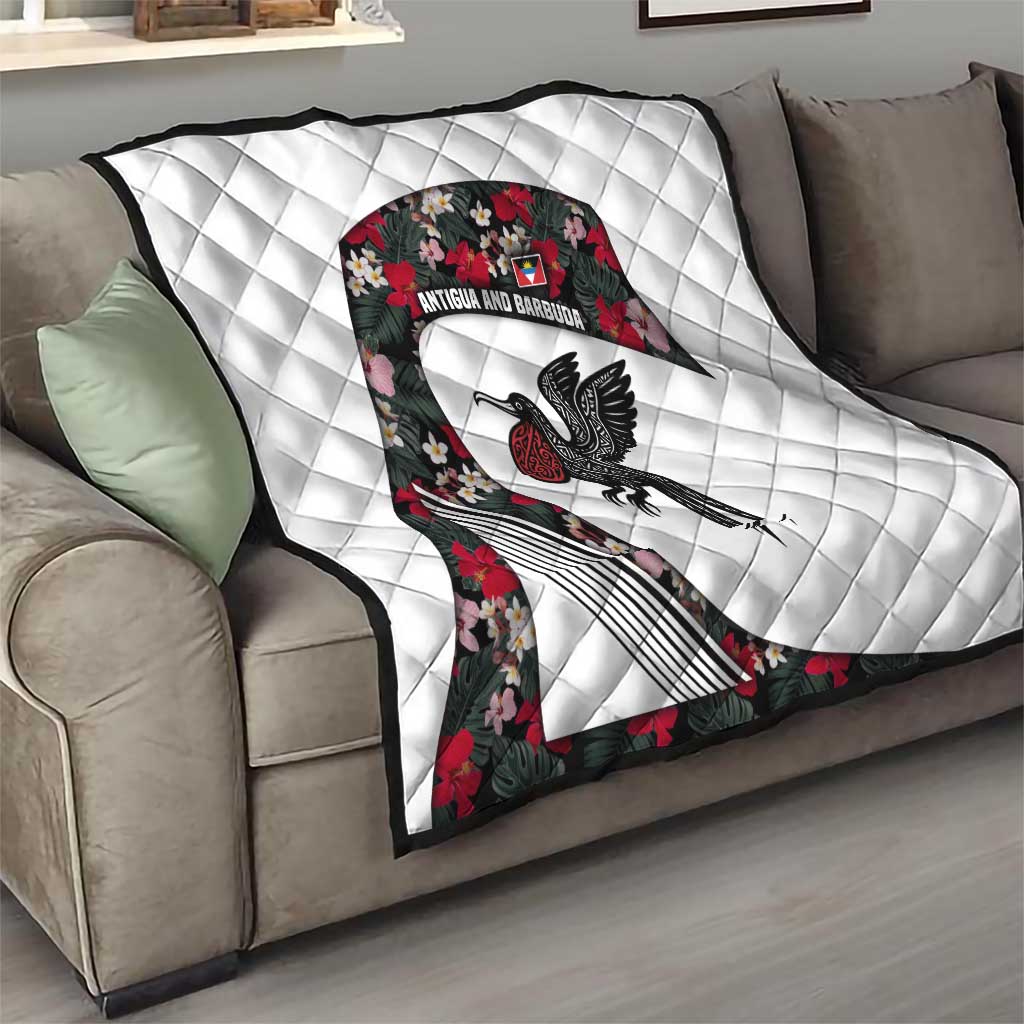 Antigua and Barbuda Hummingbird Quilt with Tribal Bird and Tropical Floral Design with Island Flag - Wonder Print Shop