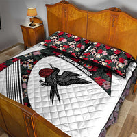 Antigua and Barbuda Hummingbird Quilt Bed Set with Tribal Bird and Tropical Floral Design with Island Flag - Wonder Print Shop