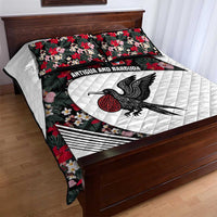 Antigua and Barbuda Hummingbird Quilt Bed Set with Tribal Bird and Tropical Floral Design with Island Flag - Wonder Print Shop