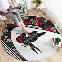 Antigua and Barbuda Hummingbird Round Carpet with Tribal Bird and Tropical Floral Design with Island Flag - Wonder Print Shop