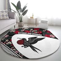 Antigua and Barbuda Hummingbird Round Carpet with Tribal Bird and Tropical Floral Design with Island Flag - Wonder Print Shop