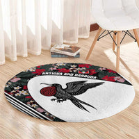 Antigua and Barbuda Hummingbird Round Carpet with Tribal Bird and Tropical Floral Design with Island Flag - Wonder Print Shop