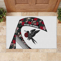 Antigua and Barbuda Hummingbird Rubber Doormat with Tribal Bird and Tropical Floral Design with Island Flag - Wonder Print Shop