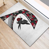 Antigua and Barbuda Hummingbird Rubber Doormat with Tribal Bird and Tropical Floral Design with Island Flag - Wonder Print Shop