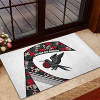 Antigua and Barbuda Hummingbird Rubber Doormat with Tribal Bird and Tropical Floral Design with Island Flag - Wonder Print Shop