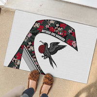 Antigua and Barbuda Hummingbird Rubber Doormat with Tribal Bird and Tropical Floral Design with Island Flag - Wonder Print Shop