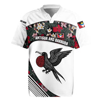 Antigua and Barbuda Hummingbird Rugby Jersey with Tribal Bird and Tropical Floral Design with Island Flag - Wonder Print Shop