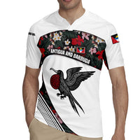 Antigua and Barbuda Hummingbird Rugby Jersey with Tribal Bird and Tropical Floral Design with Island Flag - Wonder Print Shop