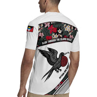 Antigua and Barbuda Hummingbird Rugby Jersey with Tribal Bird and Tropical Floral Design with Island Flag - Wonder Print Shop
