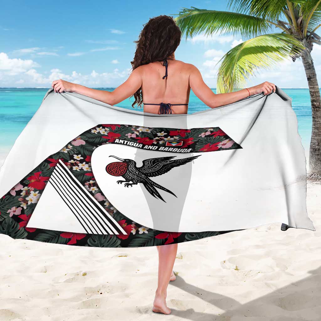 Antigua and Barbuda Hummingbird Sarong with Tribal Bird and Tropical Floral Design with Island Flag - Wonder Print Shop