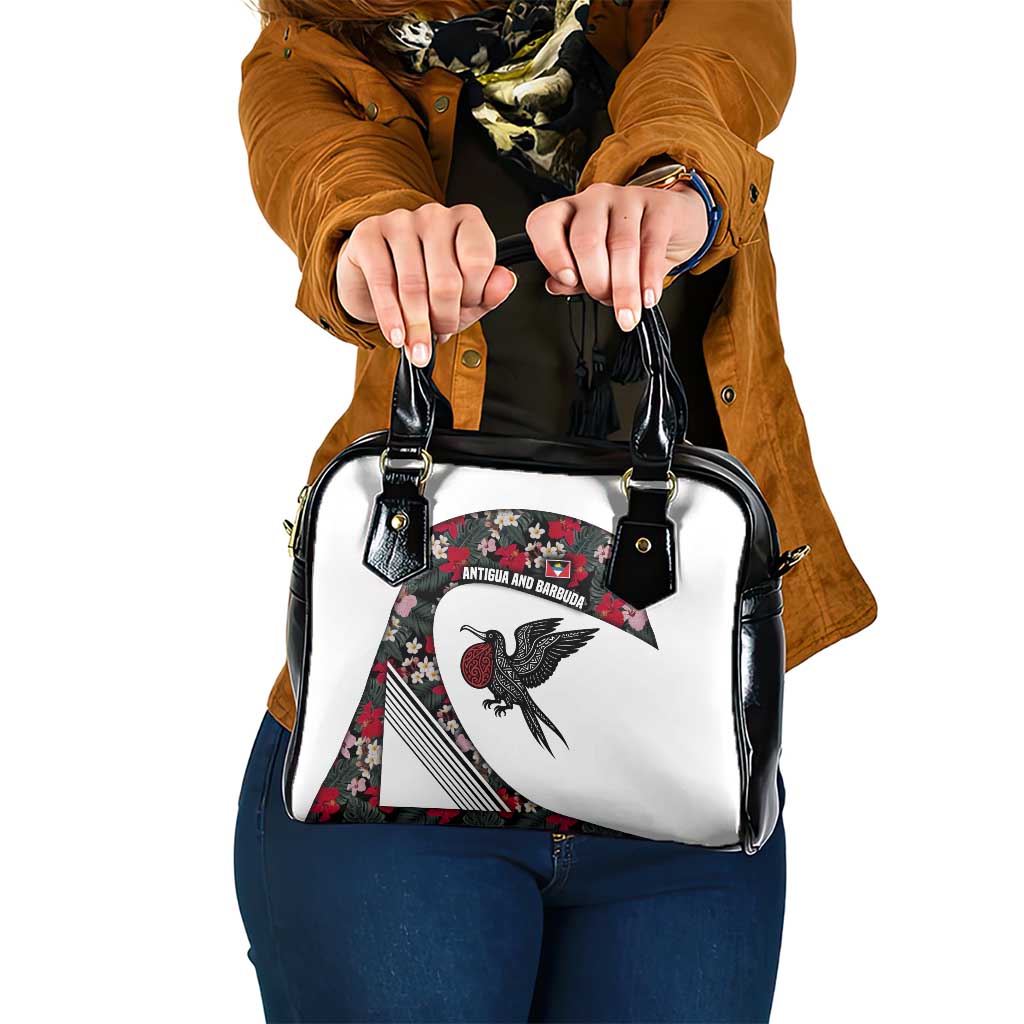 Antigua and Barbuda Hummingbird Shoulder Handbag with Tribal Bird and Tropical Floral Design with Island Flag - Wonder Print Shop