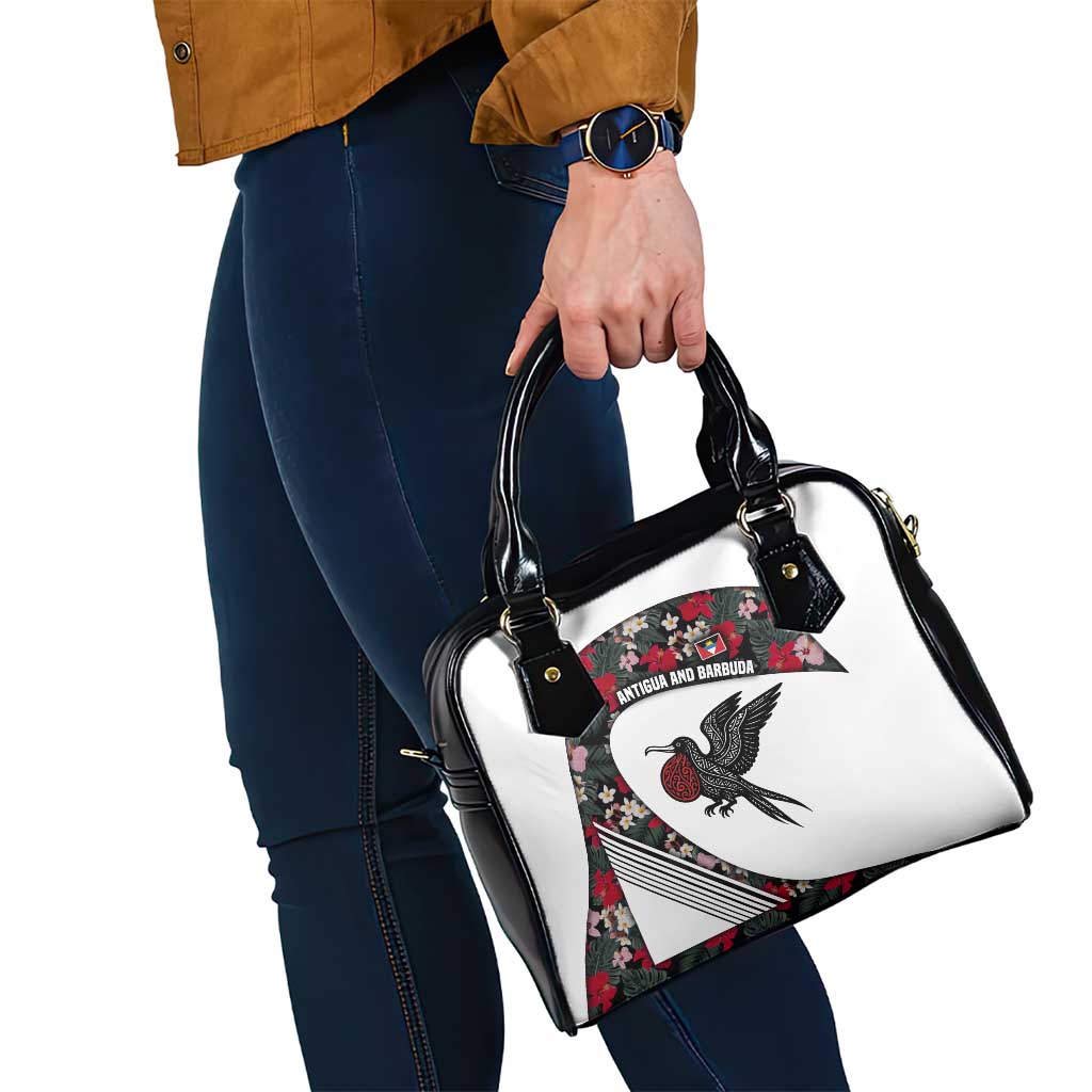 Antigua and Barbuda Hummingbird Shoulder Handbag with Tribal Bird and Tropical Floral Design with Island Flag - Wonder Print Shop