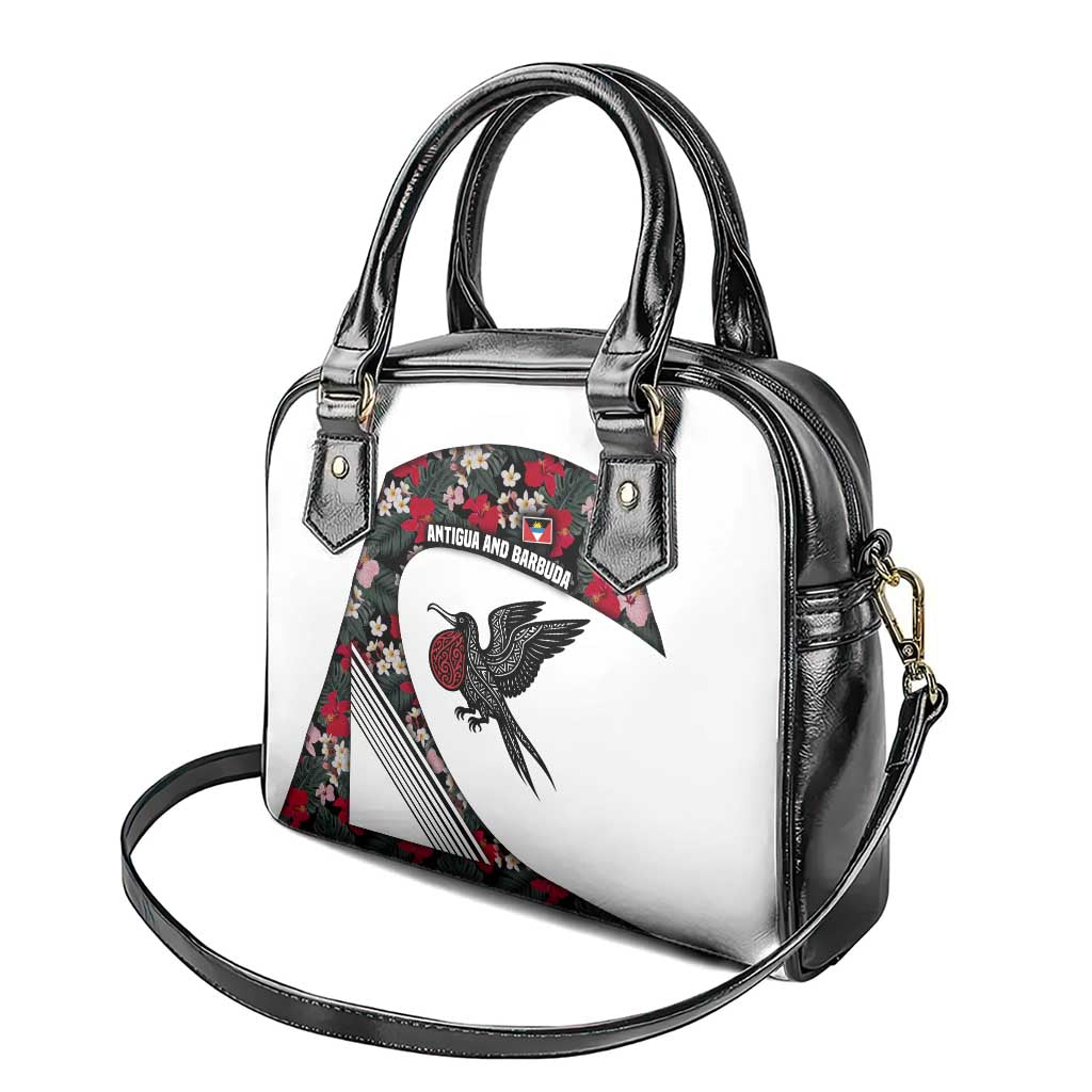 Antigua and Barbuda Hummingbird Shoulder Handbag with Tribal Bird and Tropical Floral Design with Island Flag - Wonder Print Shop