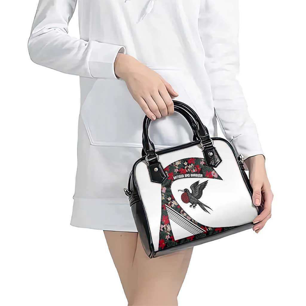 Antigua and Barbuda Hummingbird Shoulder Handbag with Tribal Bird and Tropical Floral Design with Island Flag - Wonder Print Shop