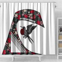 Antigua and Barbuda Hummingbird Shower Curtain with Tribal Bird and Tropical Floral Design with Island Flag - Wonder Print Shop