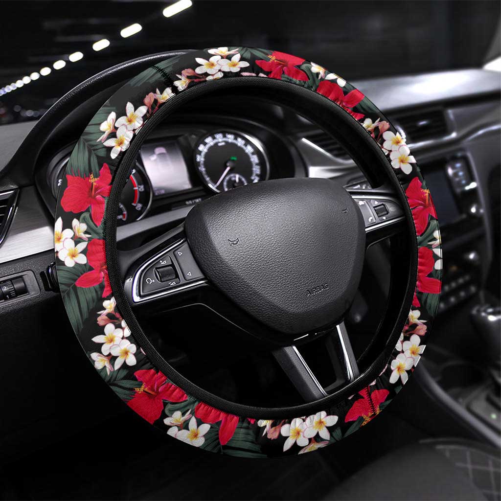 Antigua and Barbuda Hummingbird Steering Wheel Cover with Tribal Bird and Tropical Floral Design with Island Flag - Wonder Print Shop