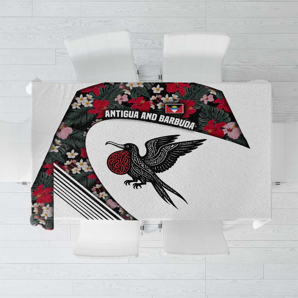 Antigua and Barbuda Hummingbird Tablecloth with Tribal Bird and Tropical Floral Design with Island Flag - Wonder Print Shop