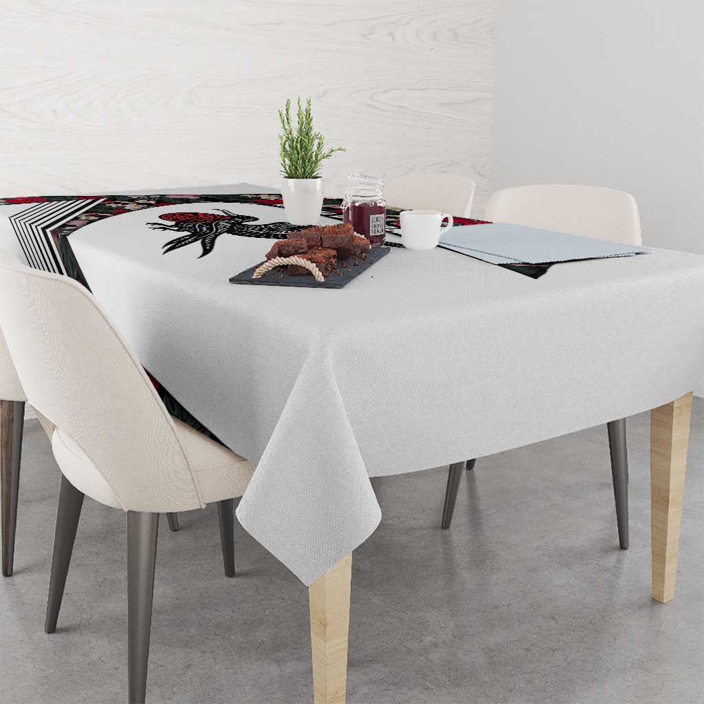 Antigua and Barbuda Hummingbird Tablecloth with Tribal Bird and Tropical Floral Design with Island Flag - Wonder Print Shop