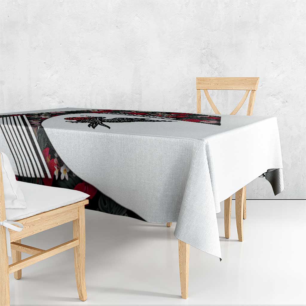 Antigua and Barbuda Hummingbird Tablecloth with Tribal Bird and Tropical Floral Design with Island Flag - Wonder Print Shop
