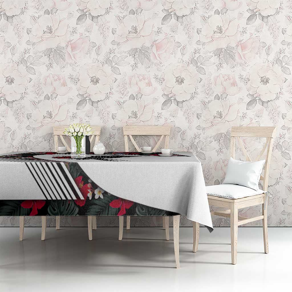 Antigua and Barbuda Hummingbird Tablecloth with Tribal Bird and Tropical Floral Design with Island Flag - Wonder Print Shop