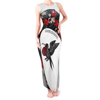 Antigua and Barbuda Hummingbird Tank Maxi Dress with Tribal Bird and Tropical Floral Design with Island Flag - Wonder Print Shop