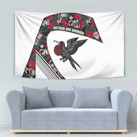 Antigua and Barbuda Hummingbird Tapestry with Tribal Bird and Tropical Floral Design with Island Flag - Wonder Print Shop
