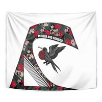 Antigua and Barbuda Hummingbird Tapestry with Tribal Bird and Tropical Floral Design with Island Flag - Wonder Print Shop