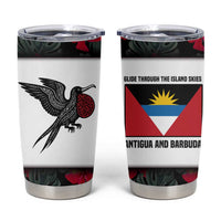 Antigua and Barbuda Hummingbird Tumbler Cup with Tribal Bird and Tropical Floral Design with Island Flag - Wonder Print Shop