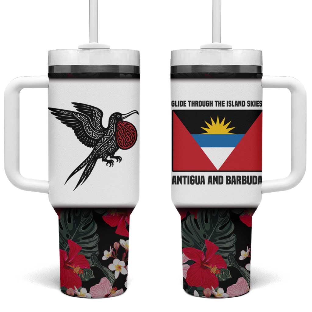 Antigua and Barbuda Hummingbird Tumbler With Handle with Tribal Bird and Tropical Floral Design with Island Flag - Wonder Print Shop