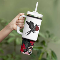 Antigua and Barbuda Hummingbird Tumbler With Handle with Tribal Bird and Tropical Floral Design with Island Flag - Wonder Print Shop
