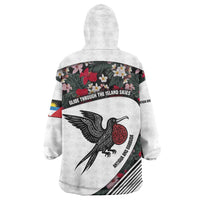 Antigua and Barbuda Hummingbird Wearable Blanket Hoodie with Tribal Bird and Tropical Floral Design with Island Flag - Wonder Print Shop