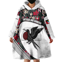 Antigua and Barbuda Hummingbird Wearable Blanket Hoodie with Tribal Bird and Tropical Floral Design with Island Flag - Wonder Print Shop