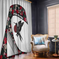 Antigua and Barbuda Hummingbird Window Curtain with Tribal Bird and Tropical Floral Design with Island Flag - Wonder Print Shop