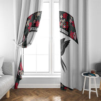 Antigua and Barbuda Hummingbird Window Curtain with Tribal Bird and Tropical Floral Design with Island Flag - Wonder Print Shop
