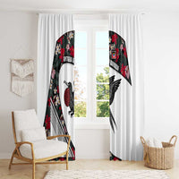 Antigua and Barbuda Hummingbird Window Curtain with Tribal Bird and Tropical Floral Design with Island Flag - Wonder Print Shop